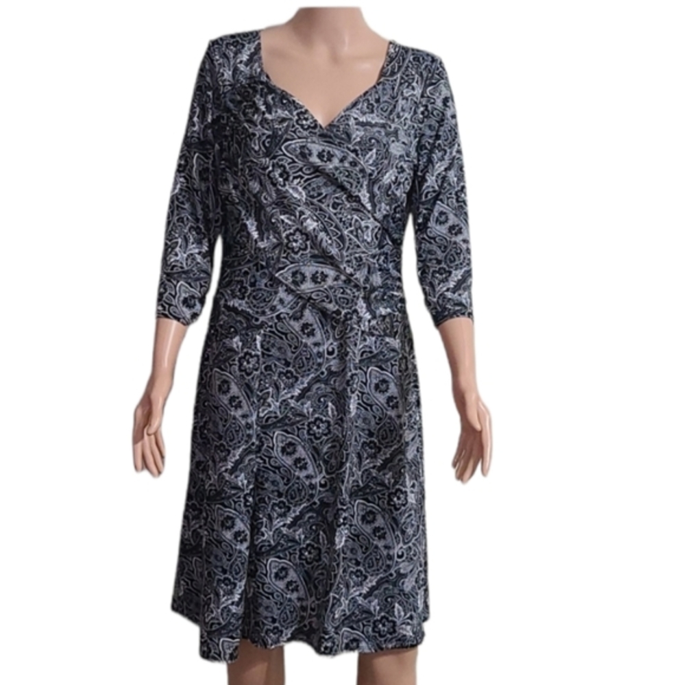b-slim NY collection white/black  floral dress Sz M‎